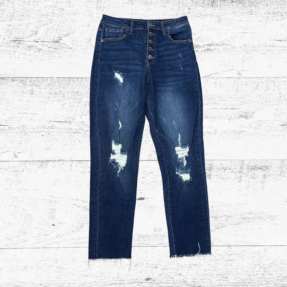 Stylish High-Rise Distressed Denim Jeans